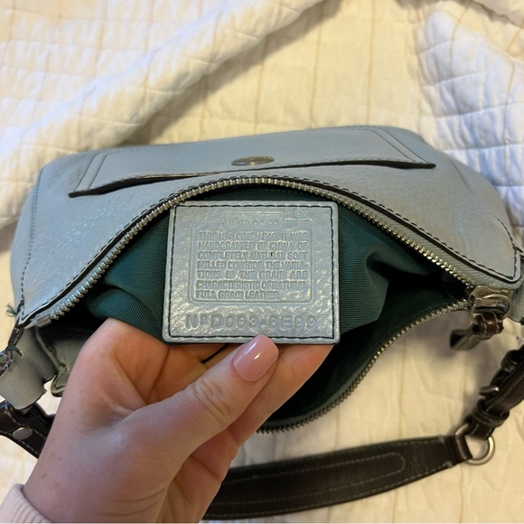 Coach Vintage y2k Chelsea 8E99 Powder Blue leather bag brown strap - Picture 5 of 15